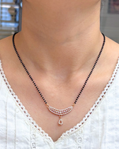 Kimaya Rose Gold Full black Beads Mangalsutra