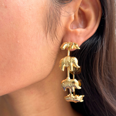 Elephant Designer Gold Plated Earrings